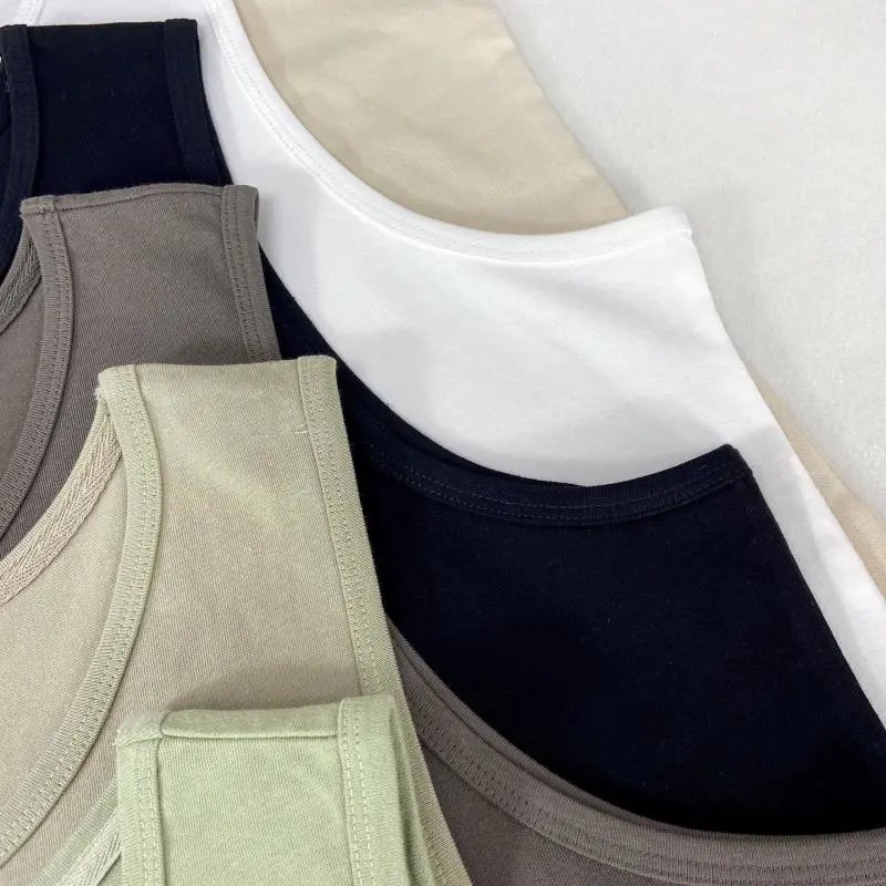Design Minimalist Logo Tank Top Beige Vest-Top - 12