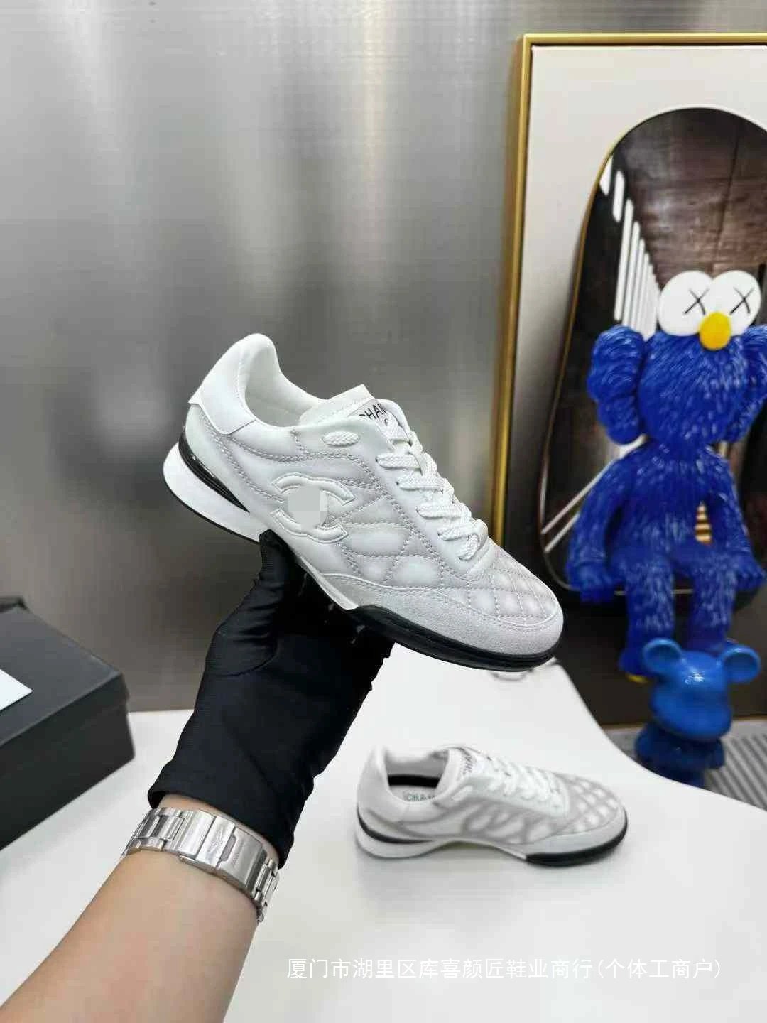 Chanel Sporty Quilted Silver Sneakers - 16