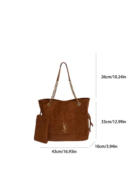 Saint Laurent Medium Niki Suede Brown Chain Shoulder Bag - 23