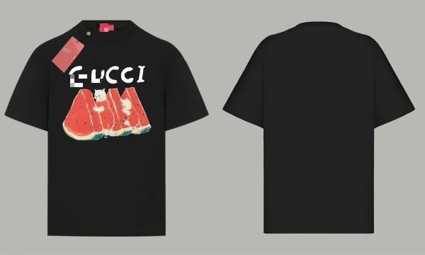 Gucci Watermelon Cat Print Black T-Shirt - 1