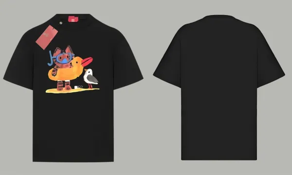 Gucci Cat and Duck Illustration Black T-Shirt - 1