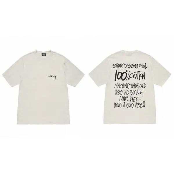 Stussy 100% Cotton Care Label T-Shirt Off-White - 1