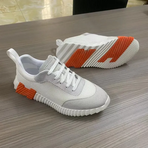 Design Chunky Mesh Sneakers White Orange Gray Sneakers - 1