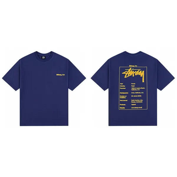 Stussy Inc. Corporate Info T-Shirt Navy - 1