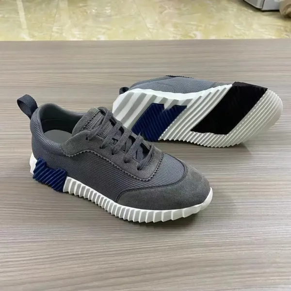 Design Chunky Sole Mesh Sneakers Gray Navy White - 1