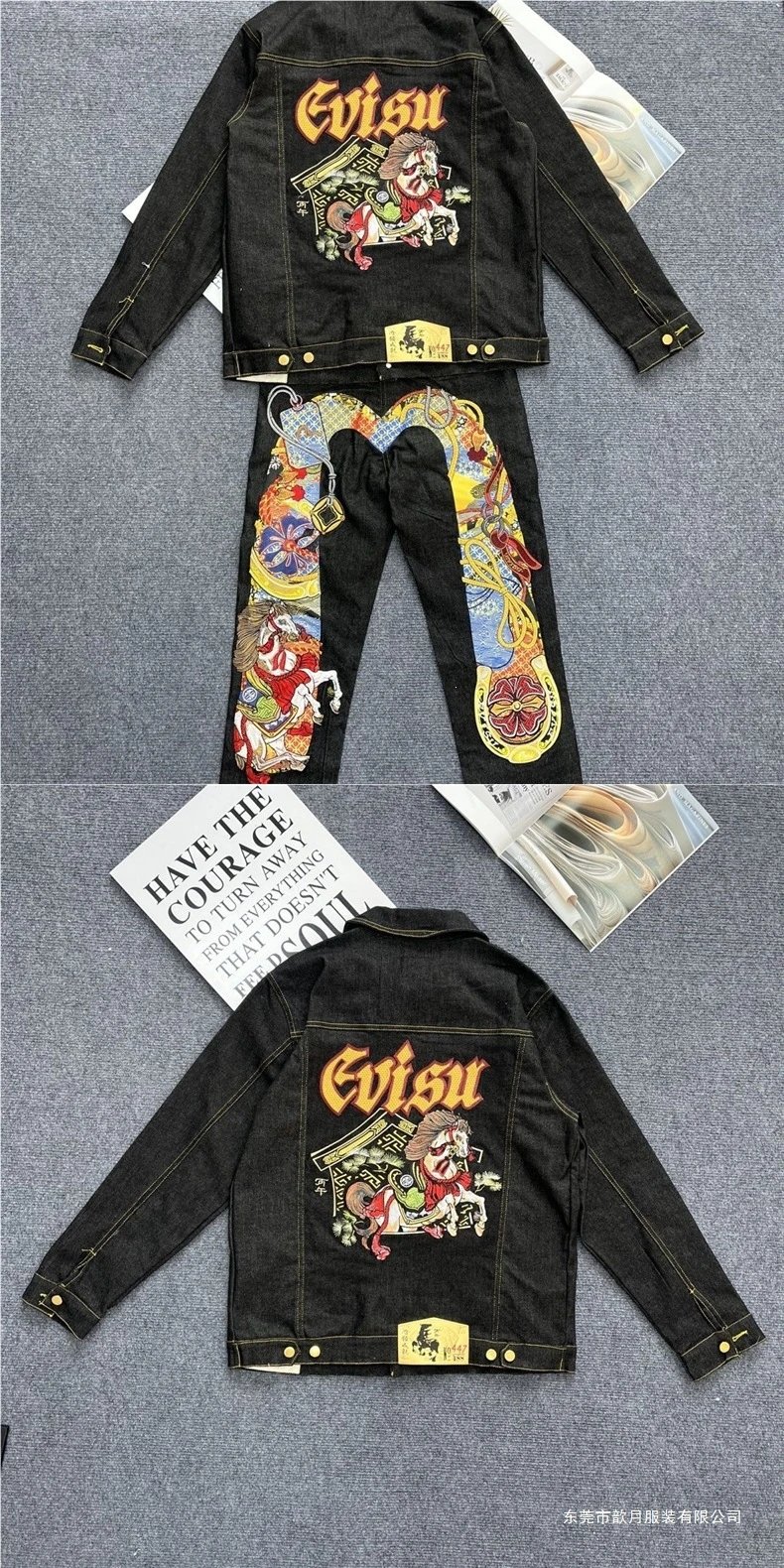 Evisu Horse Embroidery Denim Jacket Black - 7
