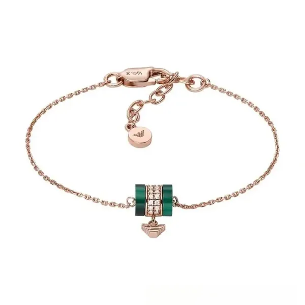 Emporio Armani Green Malachite and Rose Gold Bracelet Jewelry - 1