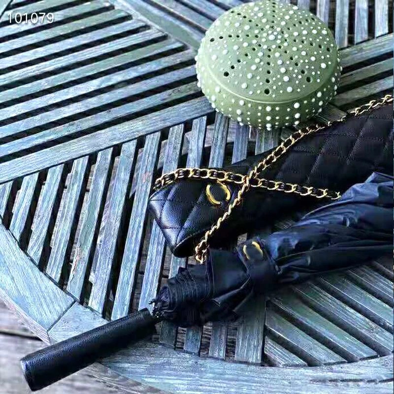 Chanel Quilted Chain Umbrella Case Black Accessory - 12