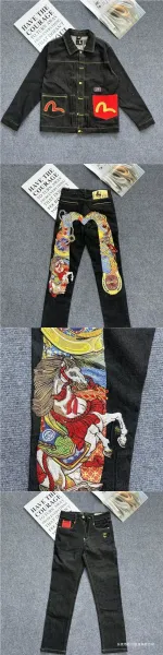 Evisu Horse Embroidery Denim Jacket Black - 11
