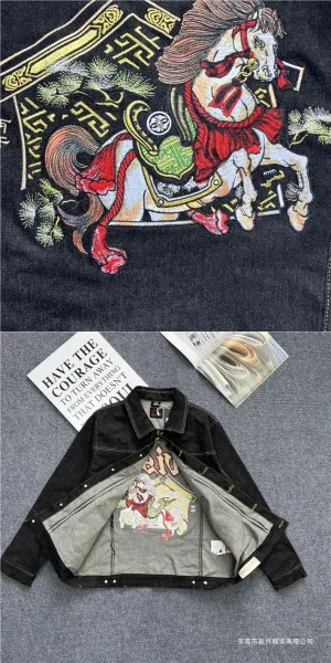 Evisu Horse Embroidery Denim Jacket Black - 8
