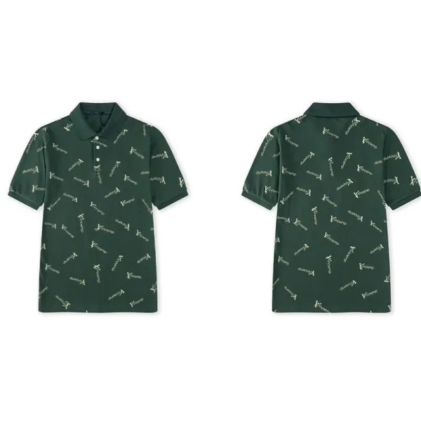 Versace All-Over Logo Print Polo Shirt Army Green - 1