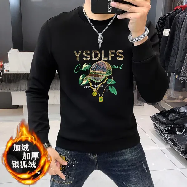 Design YSDLFS Embroidered Graphic Sweatshirt Black Sweater - 16