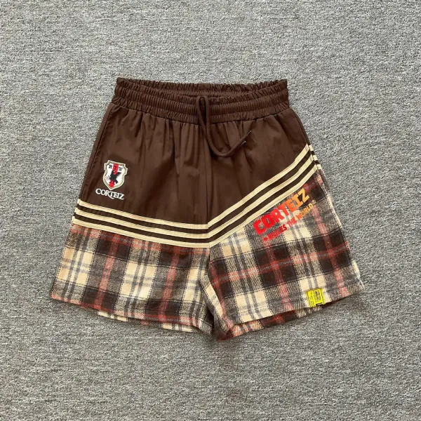 Corteiz Plaid Panel Shorts Black / Blue - 6