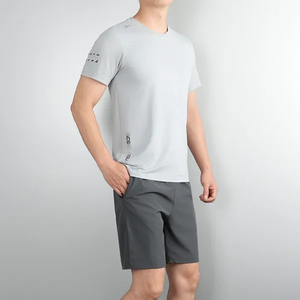 Design Performance T-Shirt and Shorts Set Gray Activewear - 14