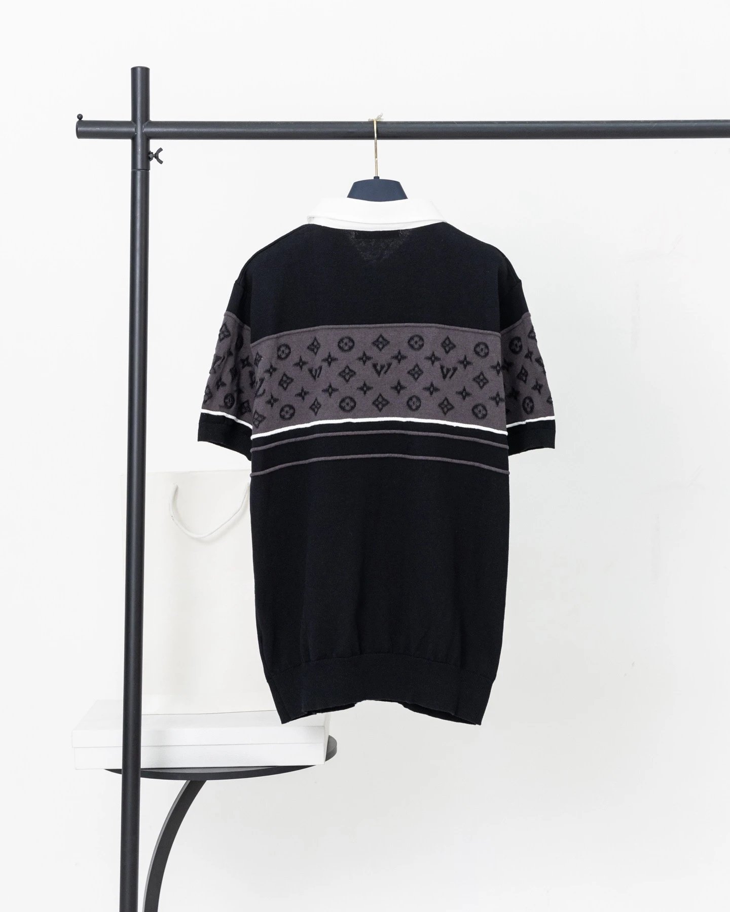 Louis Vuitton x Marcelo Burlon County of Milan Monogram Knit Polo Black / Gray Polo Shirt - 26