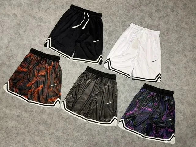 Design Tropical Feather Print Basketball Shorts Black Multicolor - 2