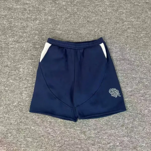 Design Sporty Panelled Shorts Navy with White Accents - 1