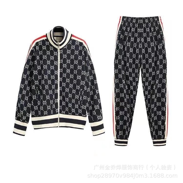 Gucci GG Monogram Track Jacket Navy Blue Outerwear - 4