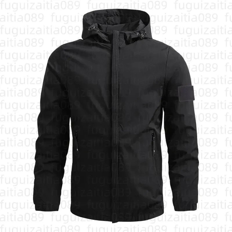 Design Hooded Windbreaker Jacket Gray Outerwear - 3