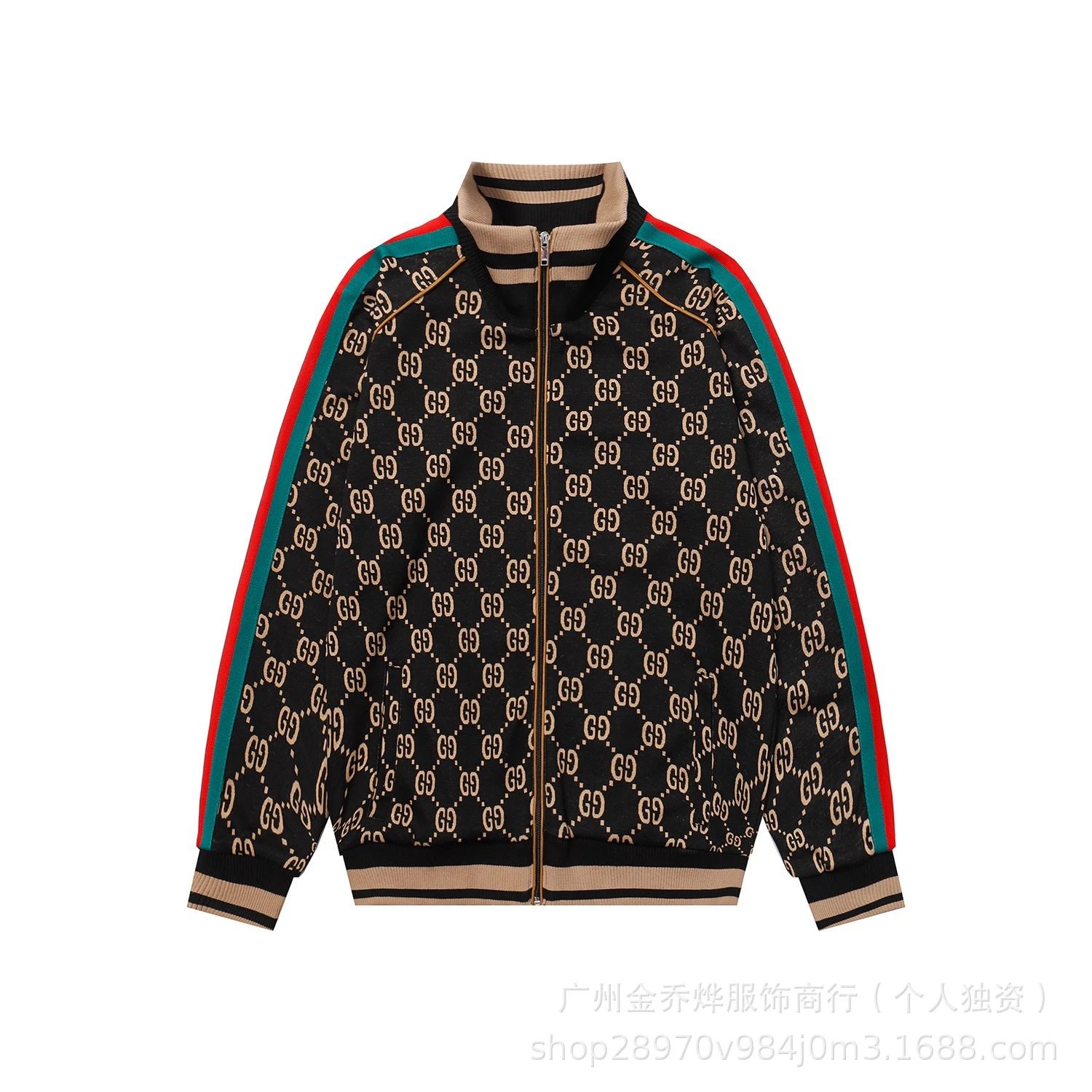 Gucci GG Monogram Track Jacket Navy Blue Outerwear - 17