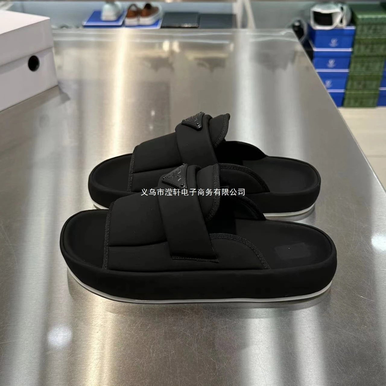 Design Tugedun Slide Sandals Black Comfort Platform Slippers - 8