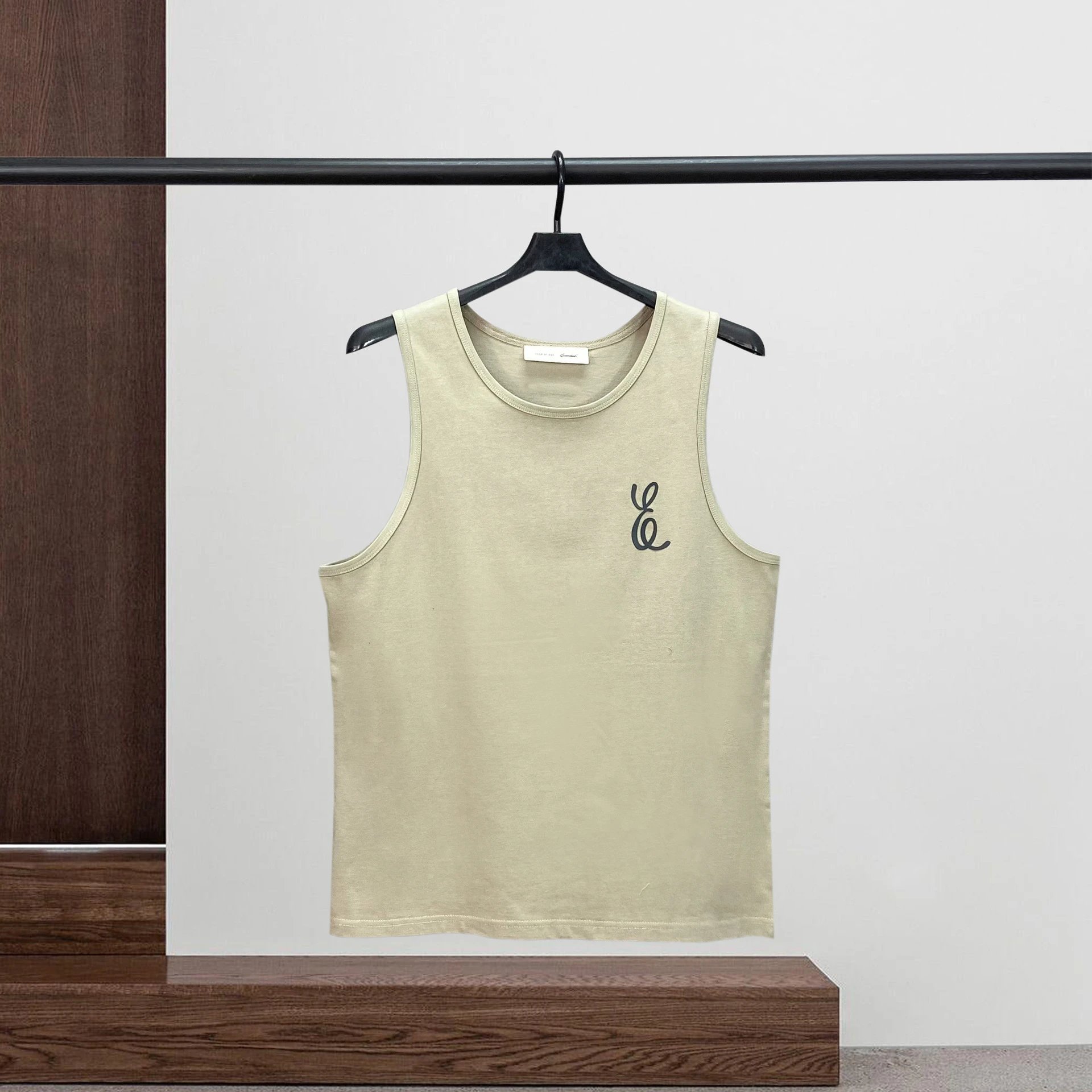 Design Minimalist Logo Tank Top Beige Vest-Top - 9