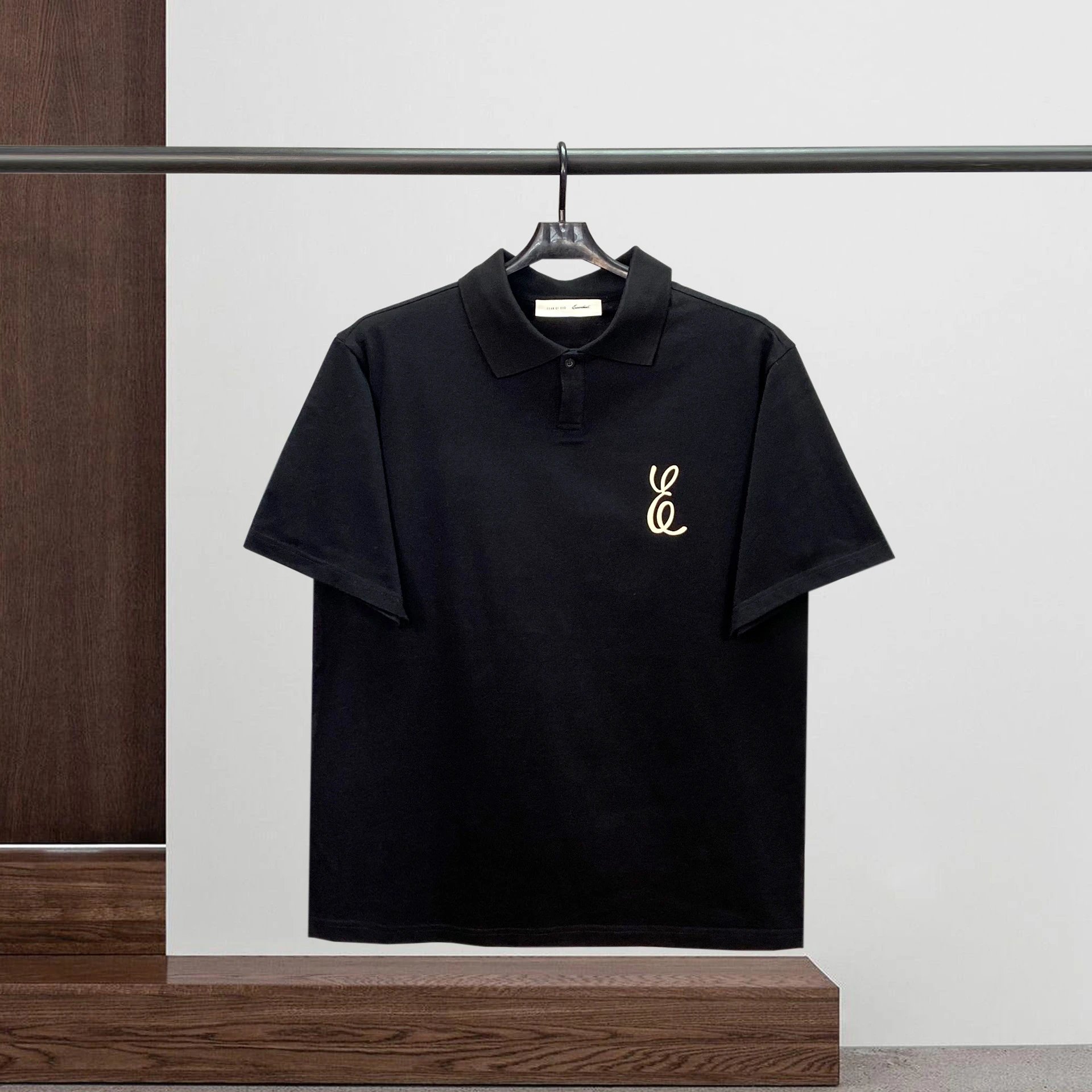 Design Polo Shirt Black with Red Embroidered Logo Tops Polo - 6