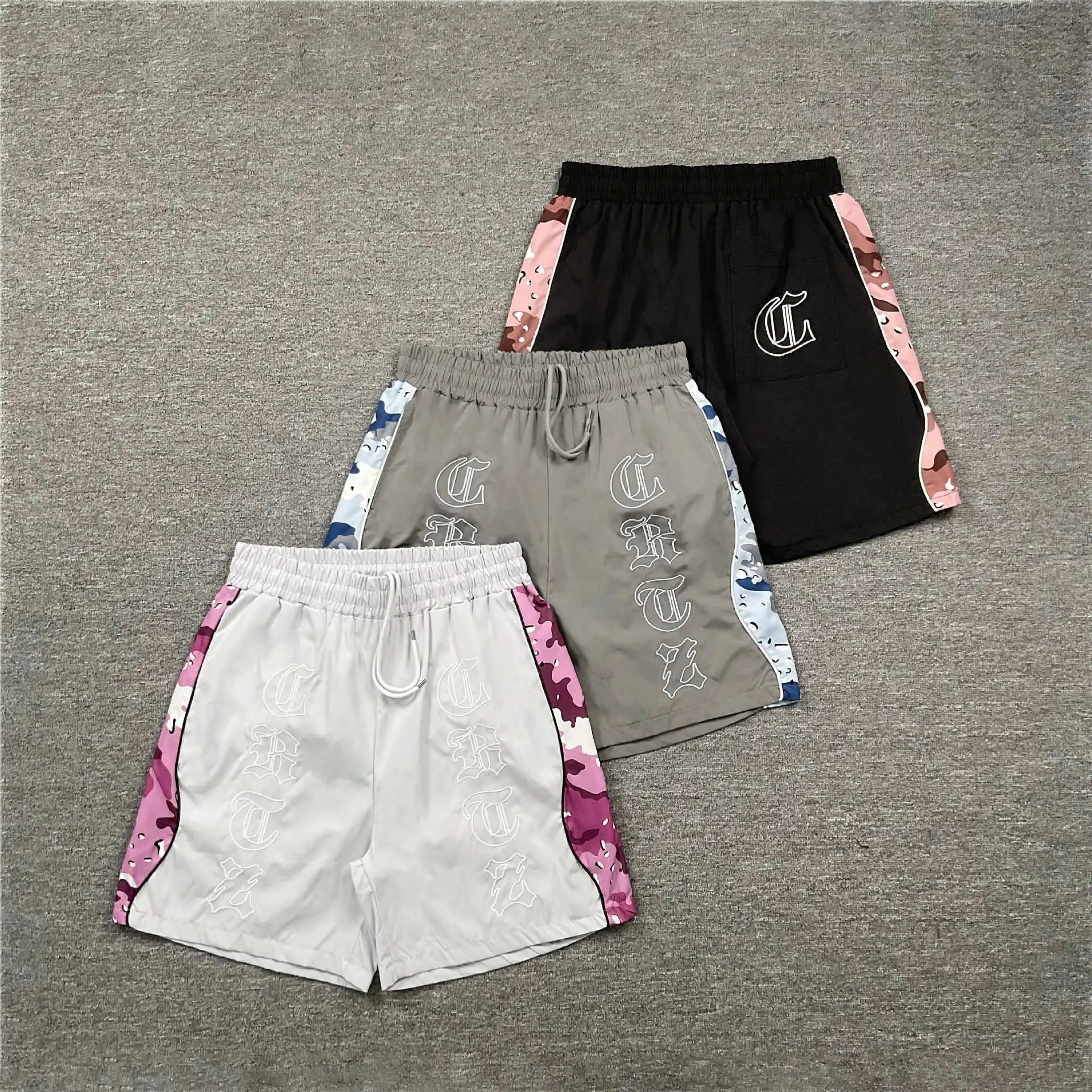 Corteiz Camo Side-Stripe Shorts Gray - 4