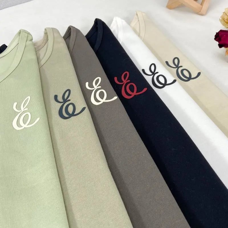 Design Minimalist Logo Tank Top Beige Vest-Top - 14