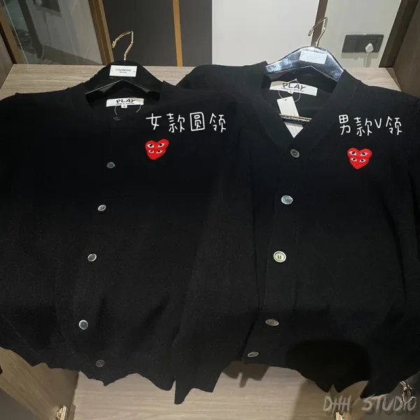 Comme des Garçons Play Heart Embroidered Cardigan Pink - 14
