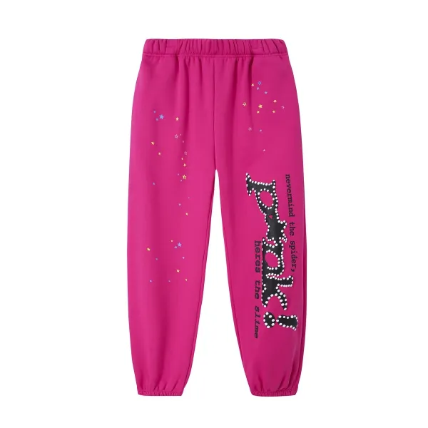 Spider! Starry Graphic Joggers Pink Sweatpants - 1