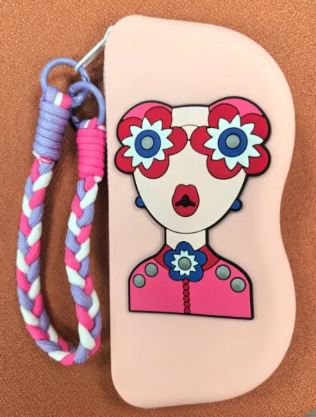 Design Floral Face Wristlet in Pink and Purple Clutches - 1