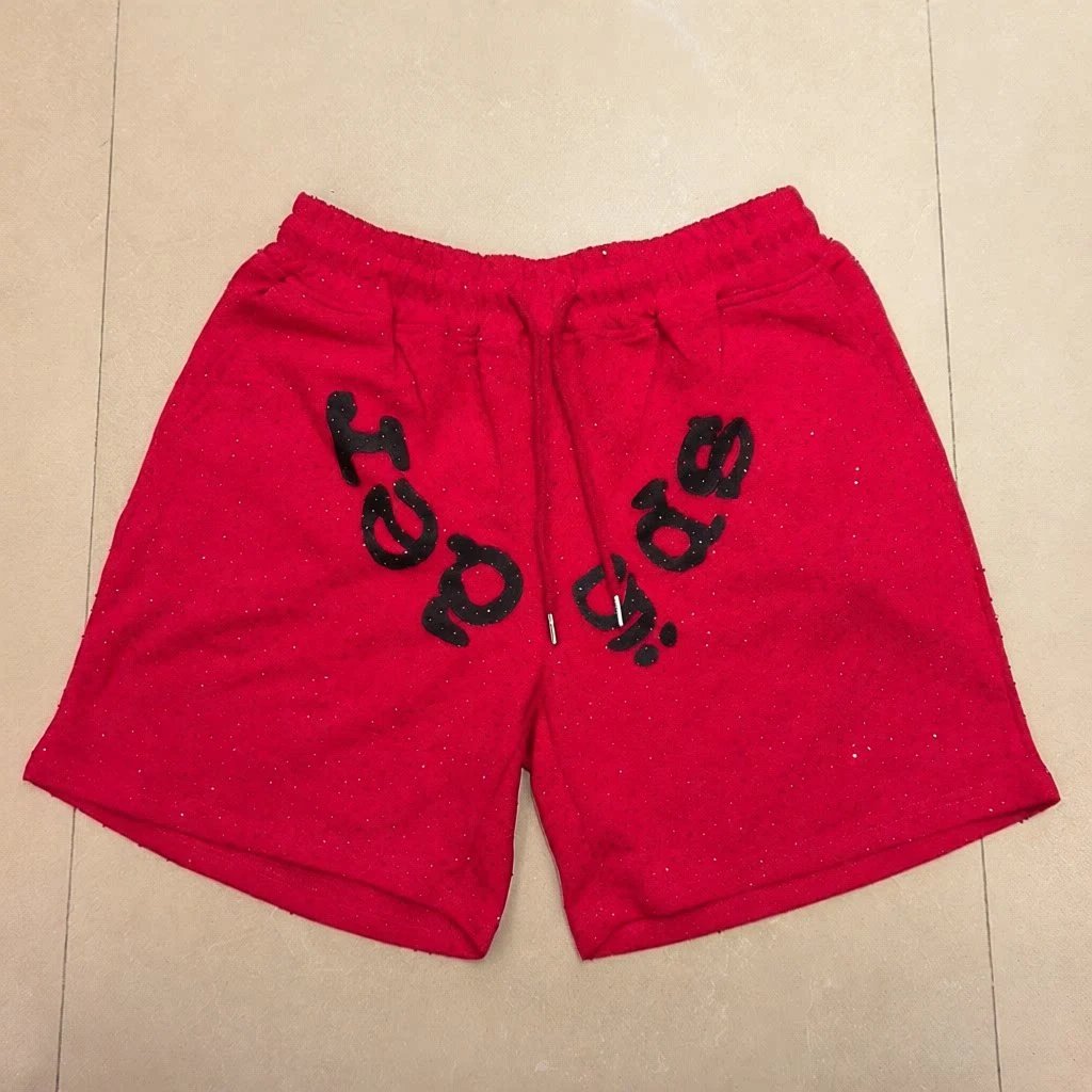 Design Perforated Mesh Shorts in Dusty Blue with Abstract Typography Print - 9