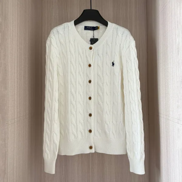 Polo Ralph Lauren Cable Knit Cardigan White Sweater - 1