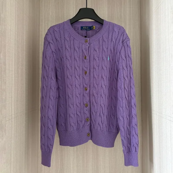 Polo Ralph Lauren Cable Knit Cardigan Purple Sweater - 1