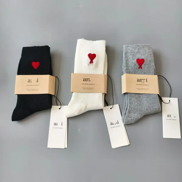 Design Alexandre Mattiussi Heart Embroidery Gray Socks - 2