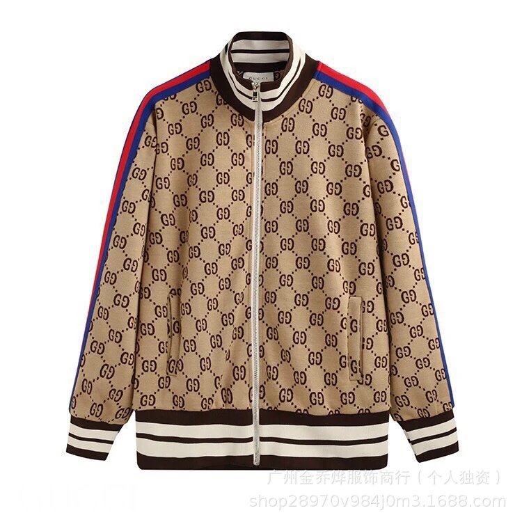 Gucci GG Monogram Track Jacket Navy Blue Outerwear - 8