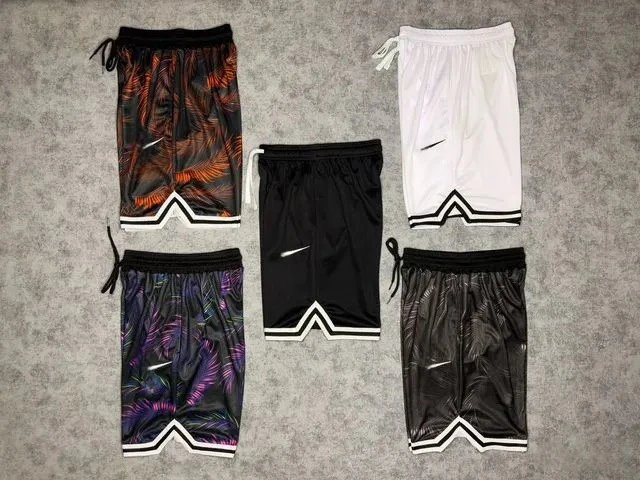 Design Tropical Feather Print Basketball Shorts Black Multicolor - 8