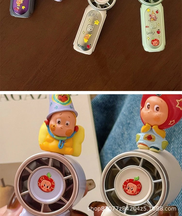 Design Portable Mini Fan with Cartoon Figurine Decor Green Electronics - 7