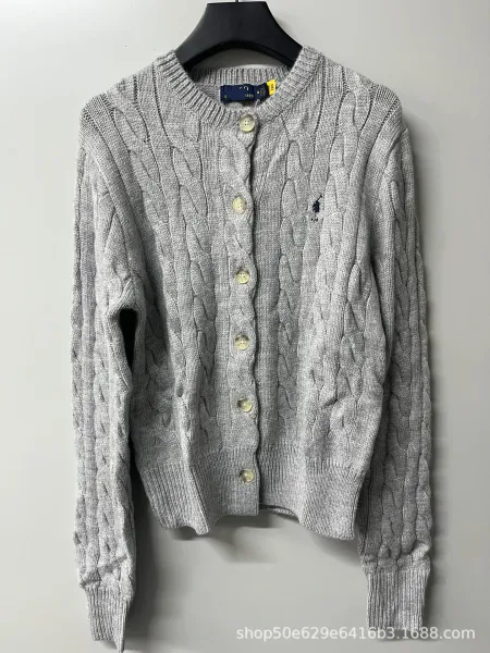 Polo Ralph Lauren Cable Knit Cardigan Gray Sweater - 1