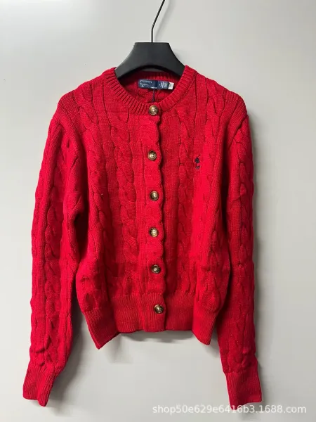 Polo Ralph Lauren Cable Knit Cardigan Red Sweater - 1