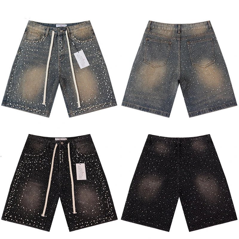 Design Starfield Print Drawstring Shorts Black - 9