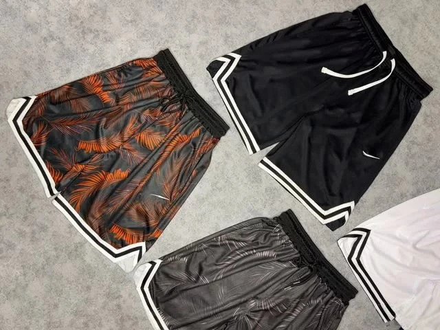 Design Tropical Feather Print Basketball Shorts Black Multicolor - 5