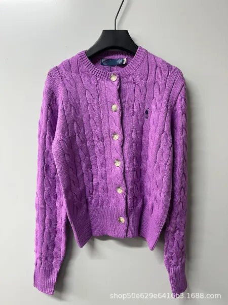 Polo Ralph Lauren Cable Knit Cardigan Purple Sweater - 1