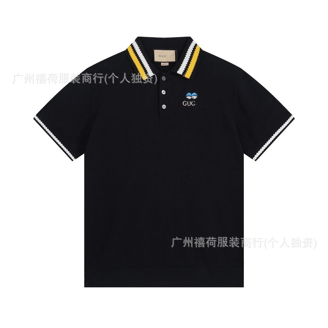 Gucci GG Marmont Polo Black with Yellow and White Trim Tops Polo - 1