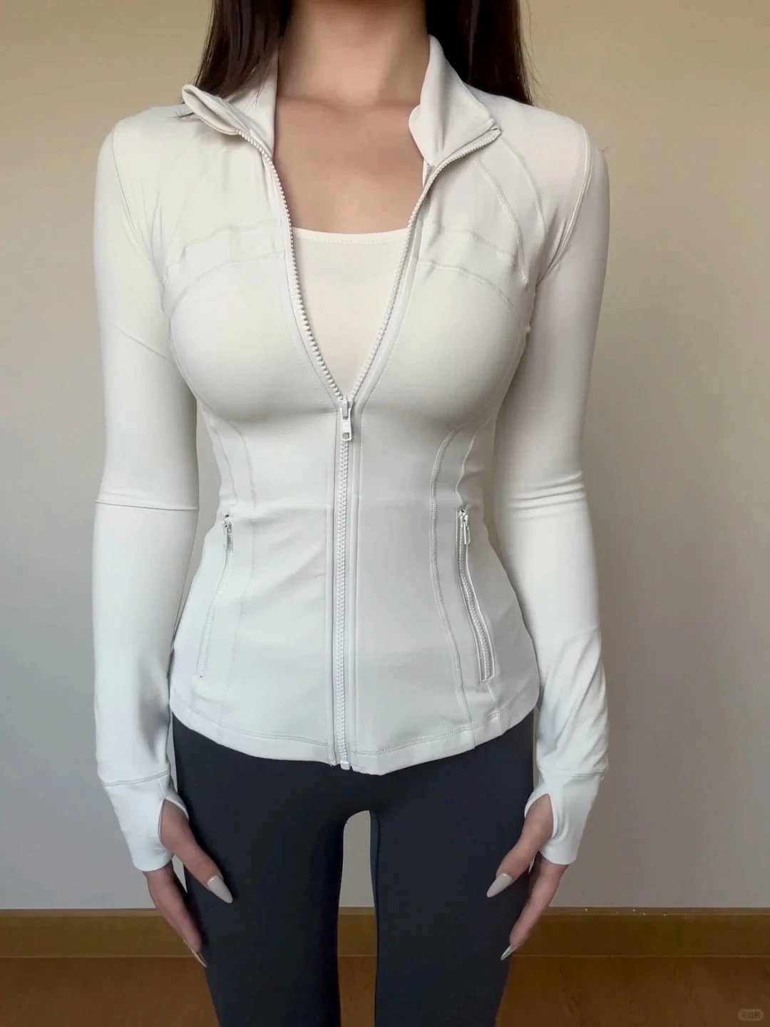 Alo Yoga Sculpt Long Sleeve Zip-Up Top Dusty Pink Activewear - 26