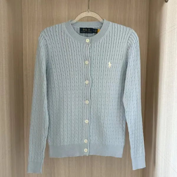 Polo Ralph Lauren Cable Knit Cardigan Light Blue Sweater - 1