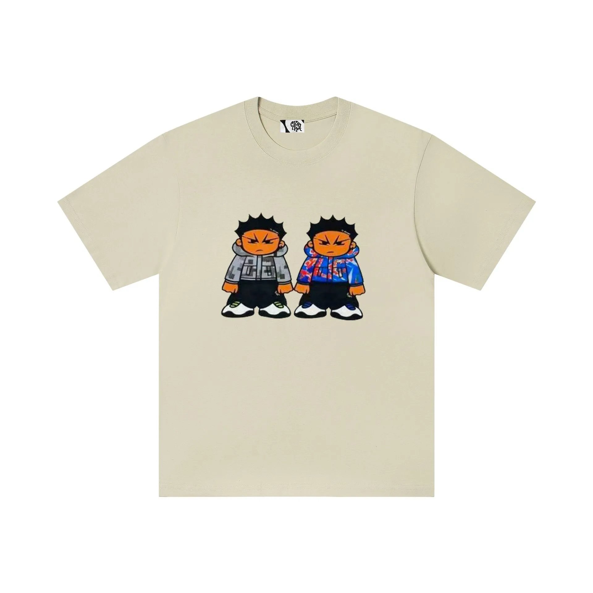 Design Two Characters Graphic Print Black T-Shirt - 18