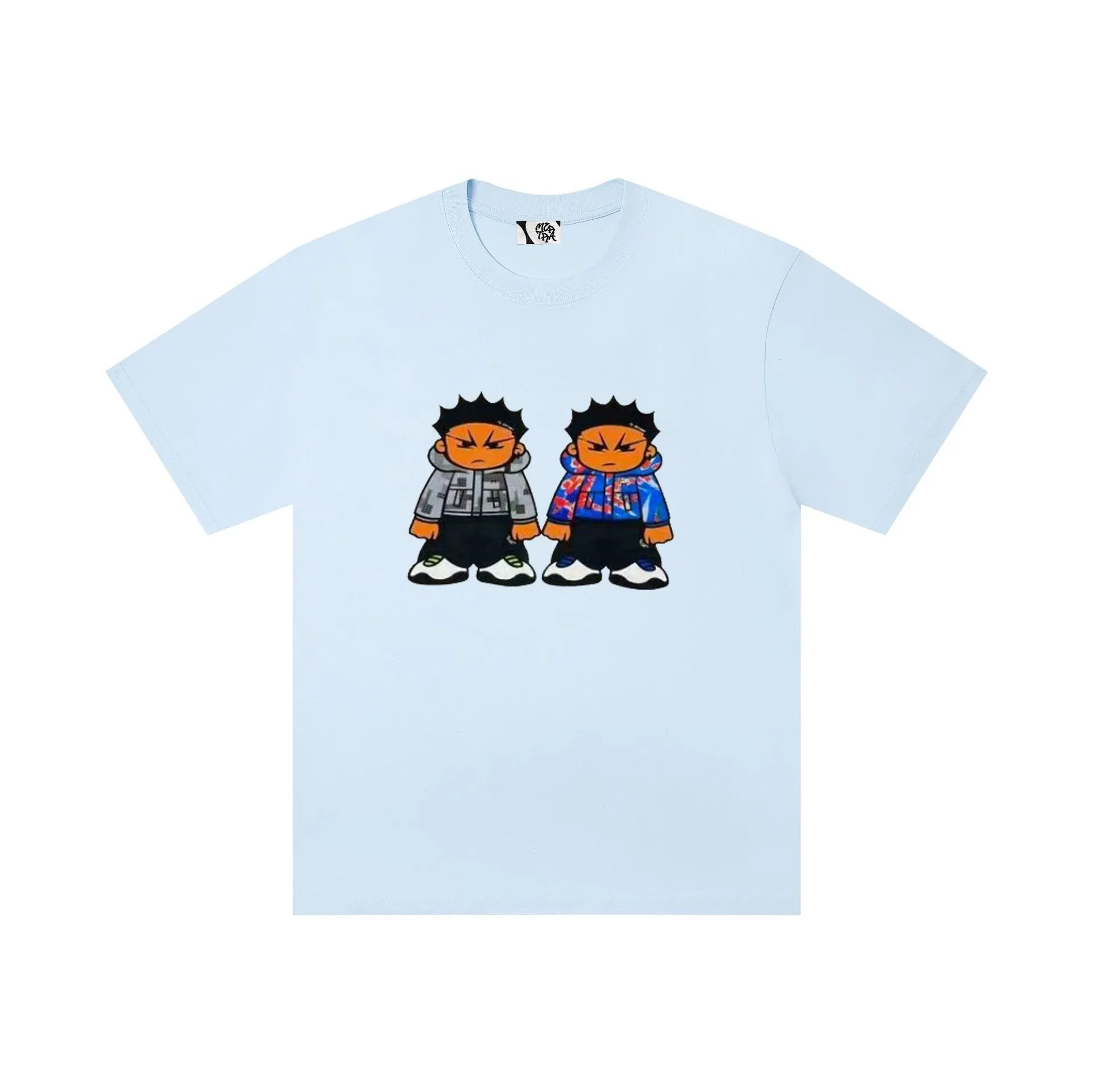 Design Two Characters Graphic Print Black T-Shirt - 21