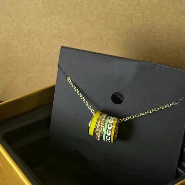 Gucci Marmont Stacking Pendant Necklace Yellow Green Gold Necklace Jewelry - 1